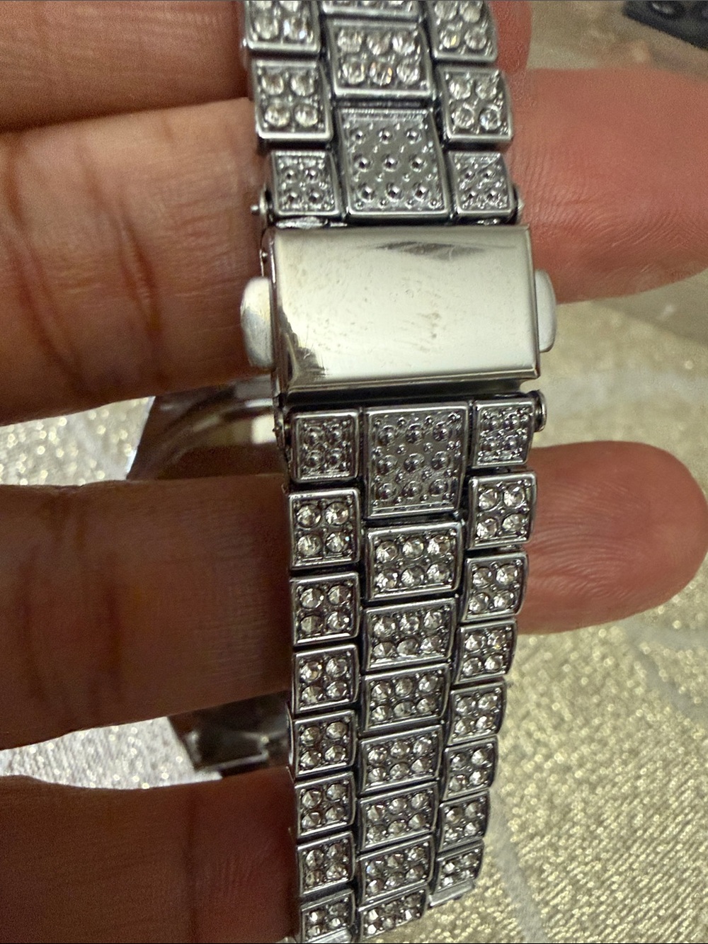 Men’s Blue Dial Crystal-Embellished Silver Watch and silver bracelet set - Picture 11 of 16